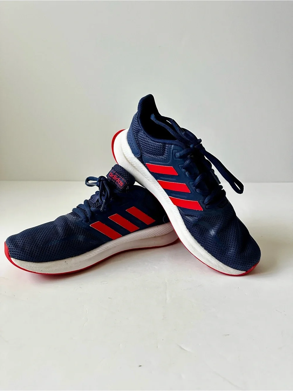 Adidas Runfalcon Boys Running Shoes Size 6 Navy Blue Red Athletic Sneakers